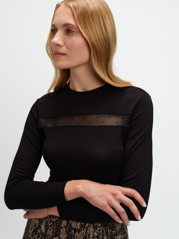 Czarne body z siateczkową wstawką 