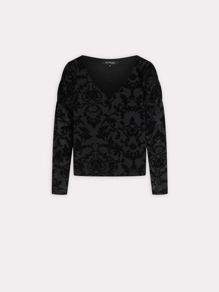 Koronkowy top z długim rękawem 