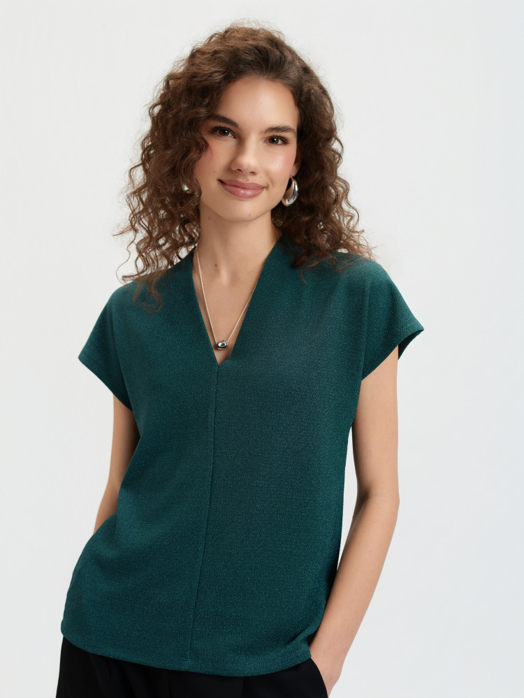 Ciemnozielony luźny top 