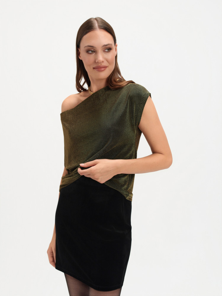 Top z marszczonym dekoltem 