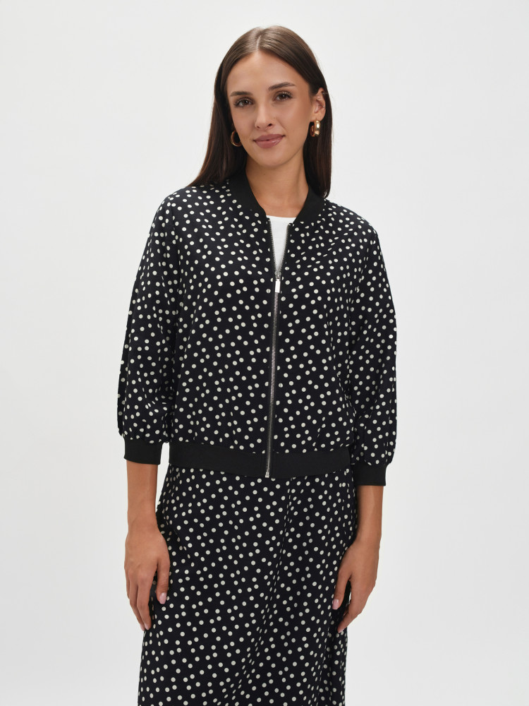 Żakiet w groszki o kroju bomber 