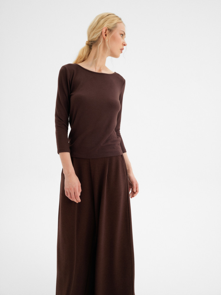 Longsleeve w kolorze ciemnobrązowym 
