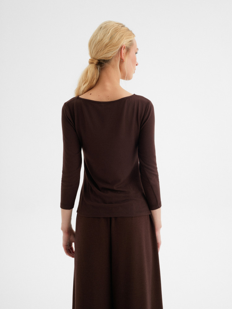 Longsleeve w kolorze ciemnobrązowym 