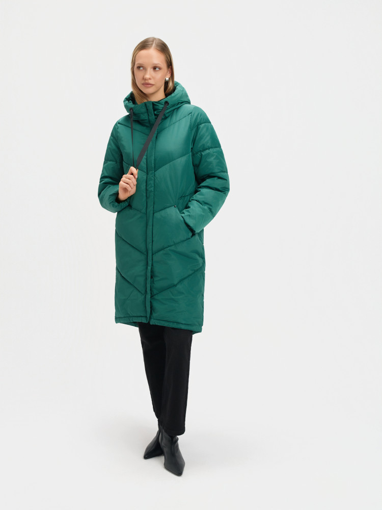 Ciemnozielona długa kurtka 