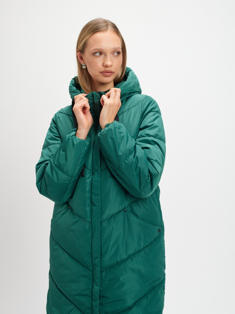 Ciemnozielona długa kurtka 