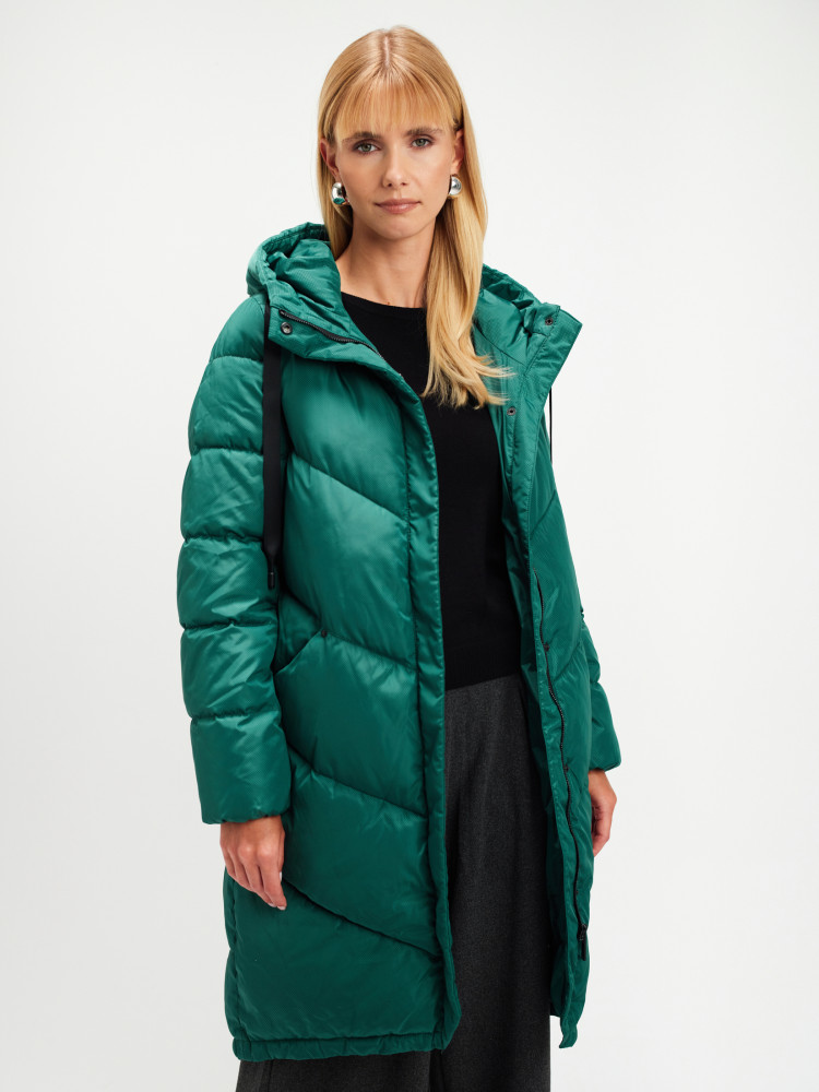 Ciemnozielona długa kurtka 