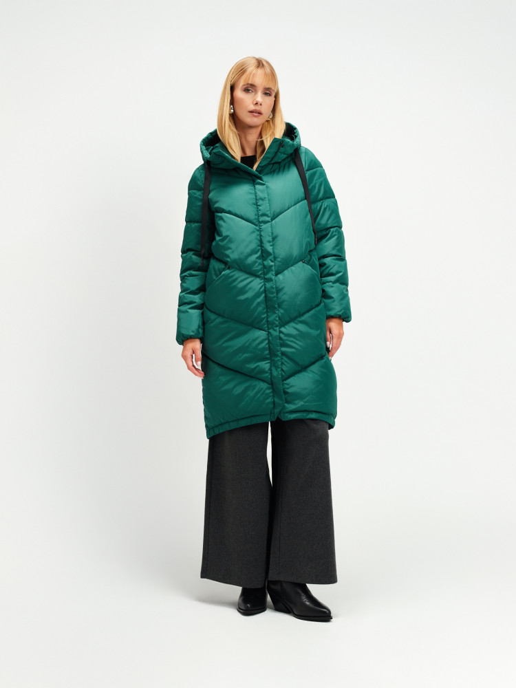 Ciemnozielona długa kurtka 