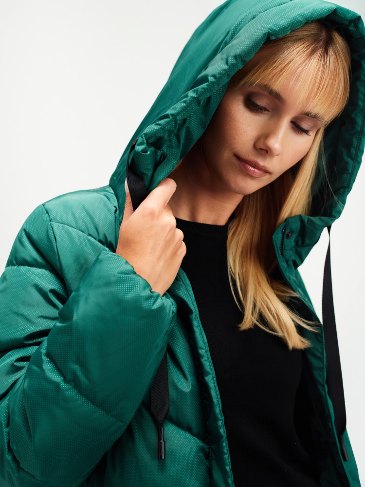 Ciemnozielona długa kurtka 