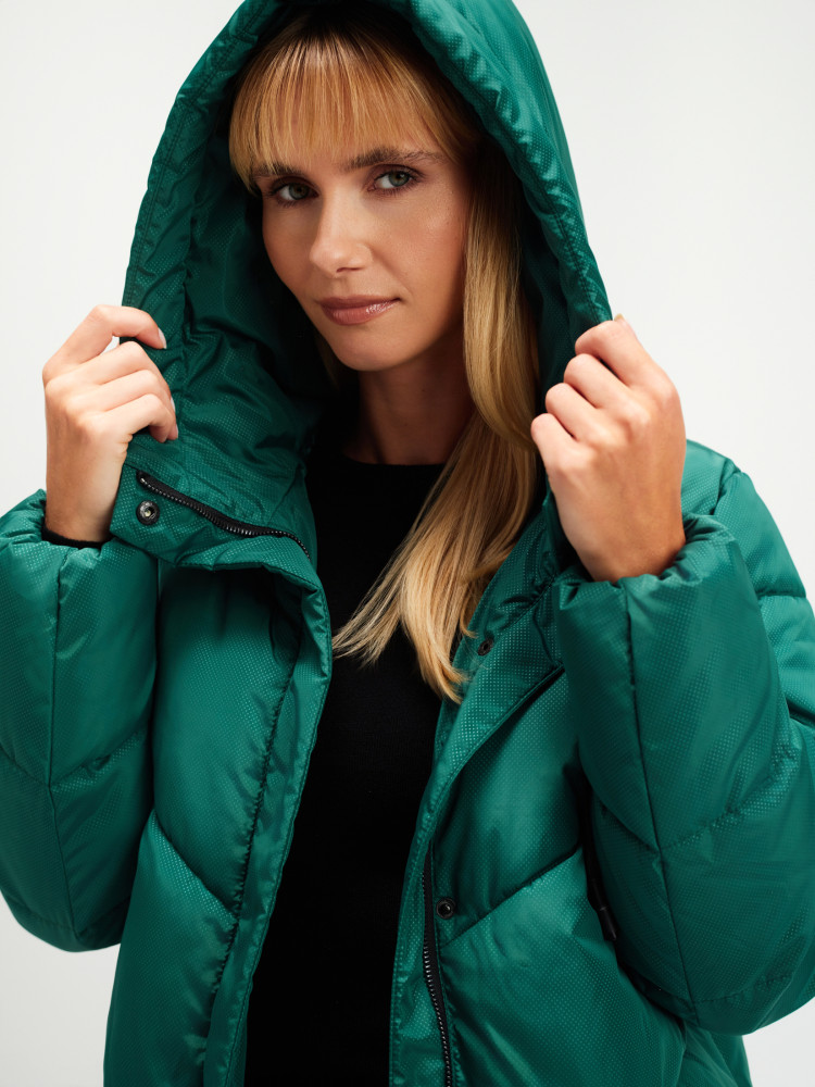 Ciemnozielona długa kurtka 