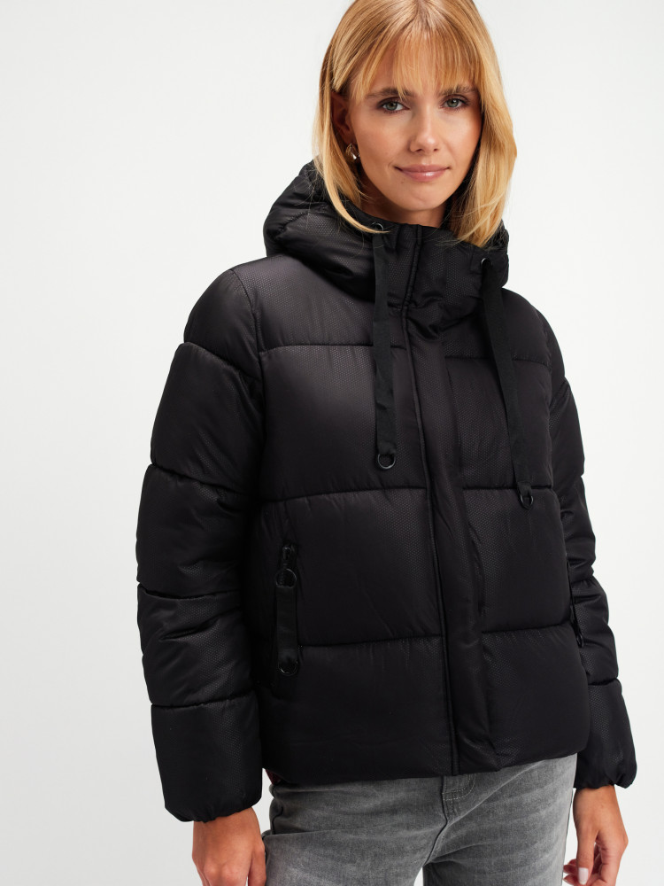 Klasyczna czarna kurtka z kapturem 