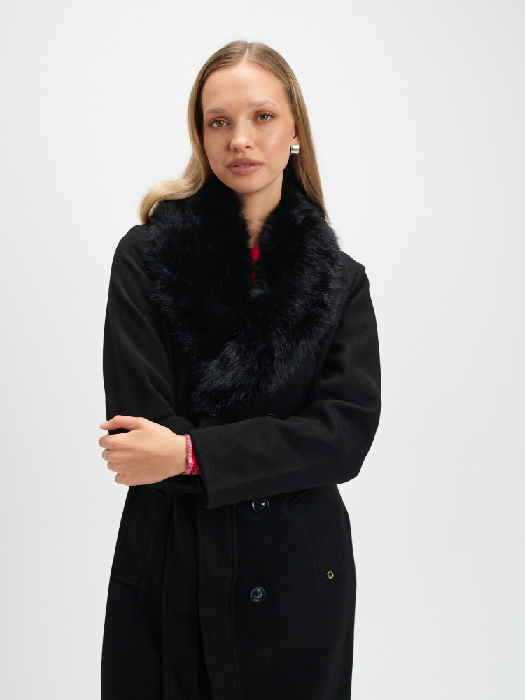 Dwurzędowy płaszcz z kożuszkiem 