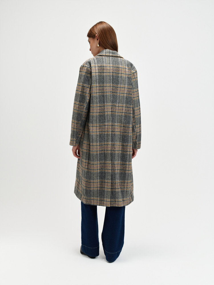 Jednorzędowy płaszcz w kratę 