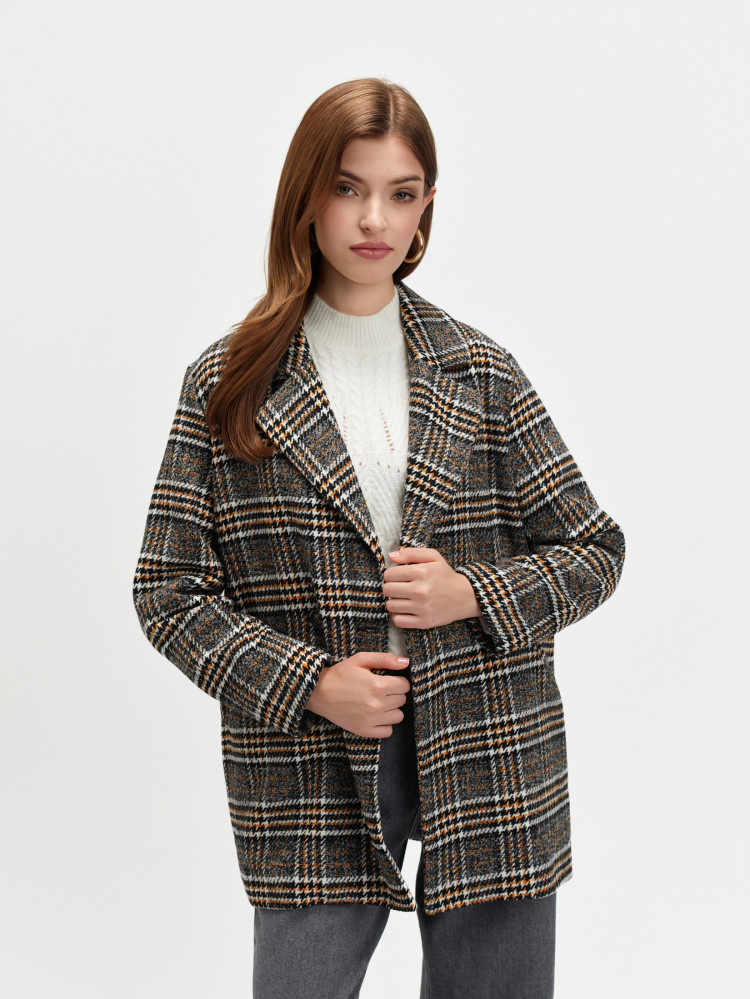 Krótki płaszcz w kratę 