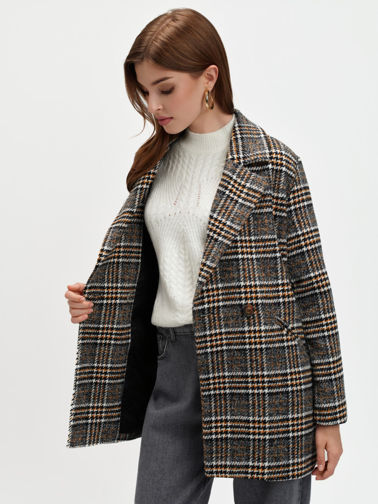 Krótki płaszcz w kratę 