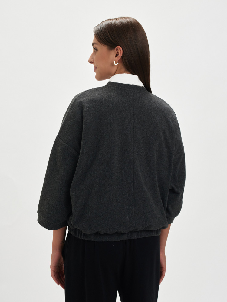 Szary żakiet w stylu bomber 