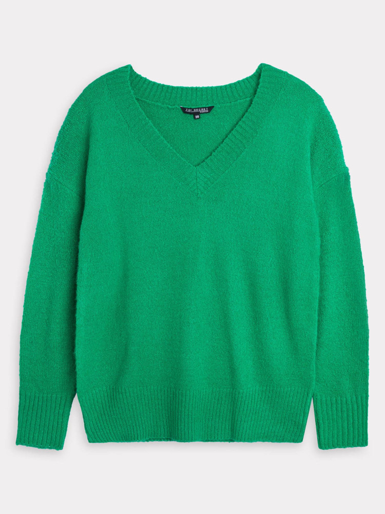 Zielony sweter damski z długim rękawem