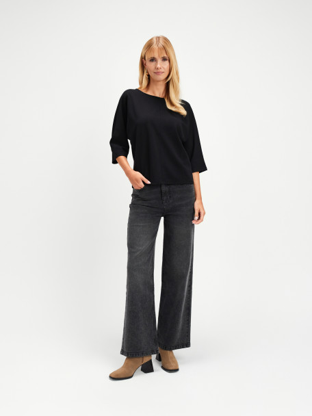 Ciemnoszare jeansy wide leg 
