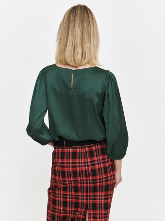 Ciemnozielona satynowa bluzka 