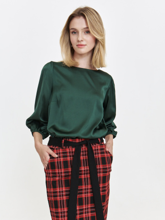 Ciemnozielona satynowa bluzka 