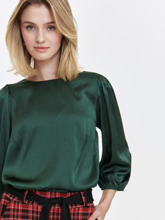 Ciemnozielona satynowa bluzka 
