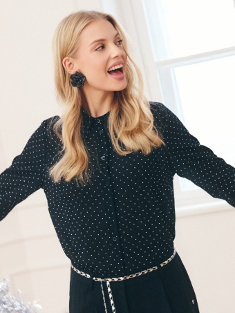 Czarna koszula z cyrkoniami 