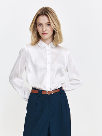 elegancka biała koszula satynowa 