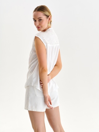 Bluzka bez rękawów z ozdobną koronką