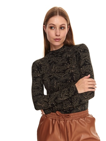 Obcisły golf damski z drobnym wzorem