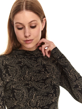 Obcisły golf damski z drobnym wzorem