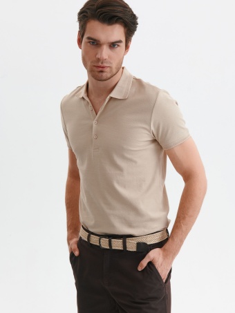 T-shirt polo ze strukturalnej dzianiny