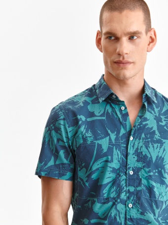 Koszula męska z krótkim rękawem w kwiaty