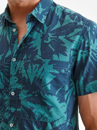 Koszula męska z krótkim rękawem w kwiaty