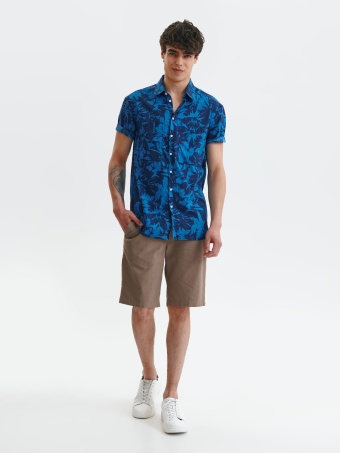 Koszula krótki rękaw męska z printem regular fit