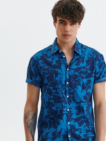 Koszula krótki rękaw męska z printem regular fit