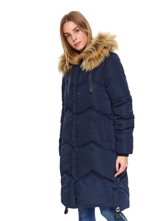 Długa pikowana kurtka z ozdobnymi taśmami