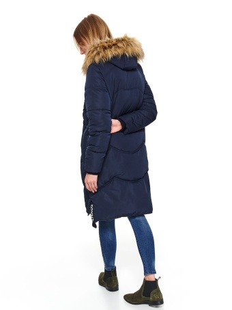 Długa pikowana kurtka z ozdobnymi taśmami