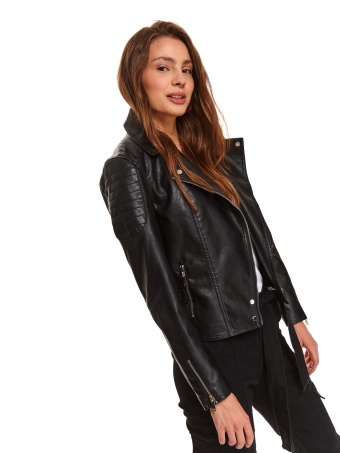 Ramoneska z eko skóry z odpinanym futerkiem