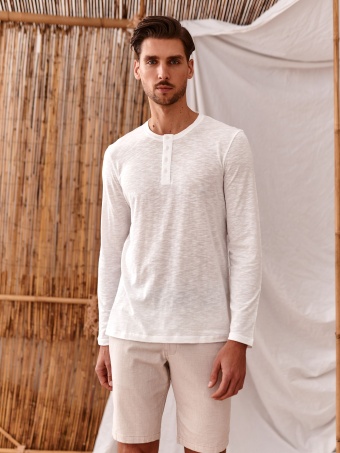 T-shirt henley ze strukturalnej dzianiny