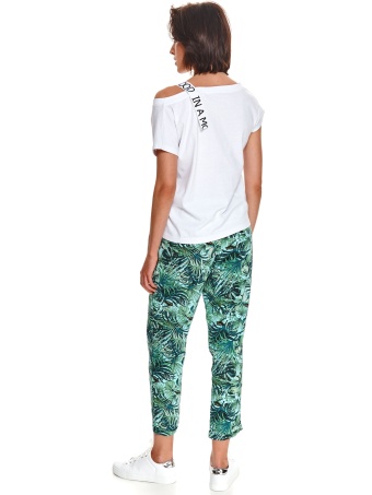 Luźny t-shirt z ozdobną taśmą