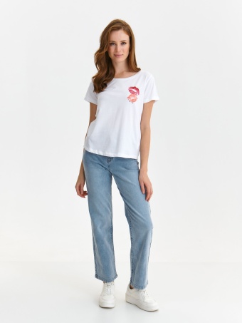 T-shirt o luźnym kroju z motywem ust