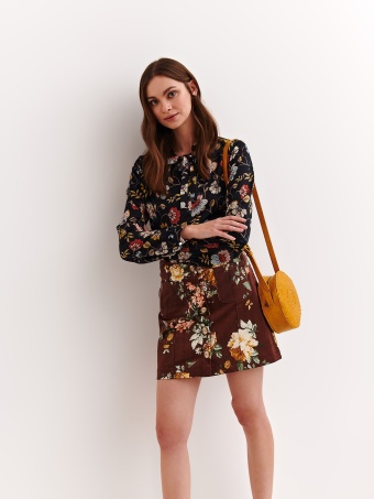 Sztruksowa mini spódniczka w kwiaty