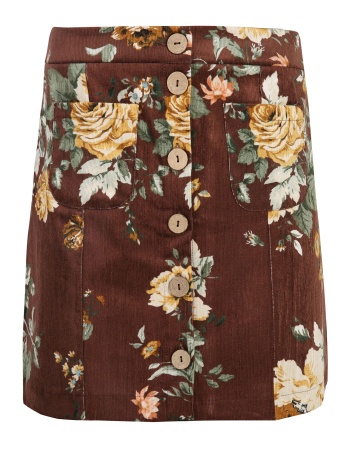 Sztruksowa mini spódniczka w kwiaty