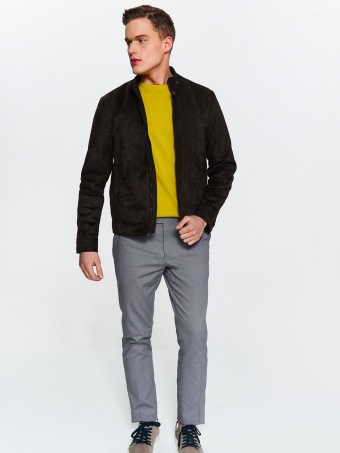 Spodnie męskie ze strukturalnej tkaniny o dopasowanym kroju