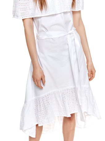 Bawełniana sukienka z asymetrycznym dołem i haftem richelieu