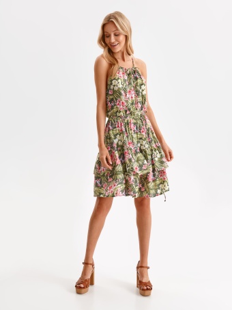 Sukienka mini w kwiaty, z dekoltem halter