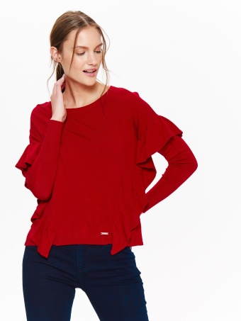 Sweter damski z ukośnymi falbanami