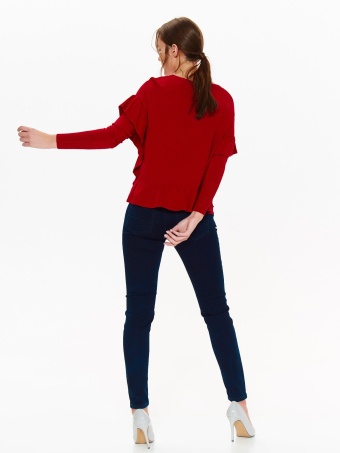 Sweter damski z ukośnymi falbanami