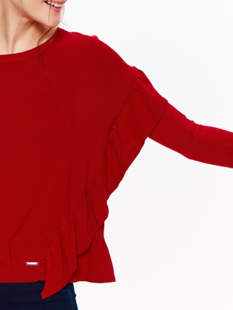 Sweter damski z ukośnymi falbanami