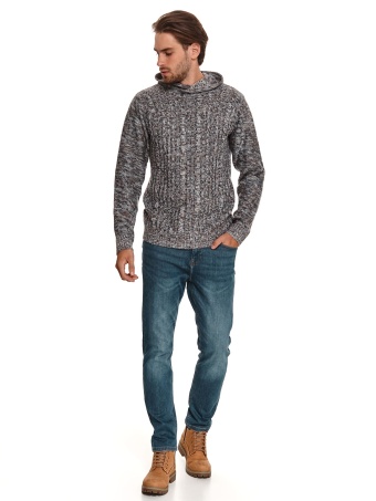 Sweter strukturalny z kapturem
