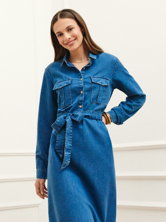 Sukienka jeansowa z wiązaniem 